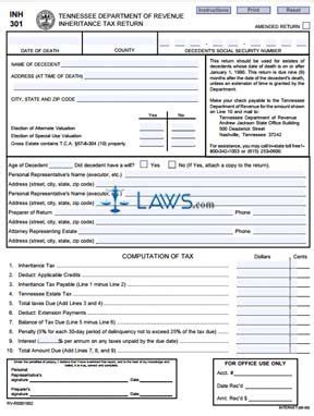 Free Form Inh 301 State Inheritance Tax Return Long Form Forms Lawyer Contract Template Laws Com