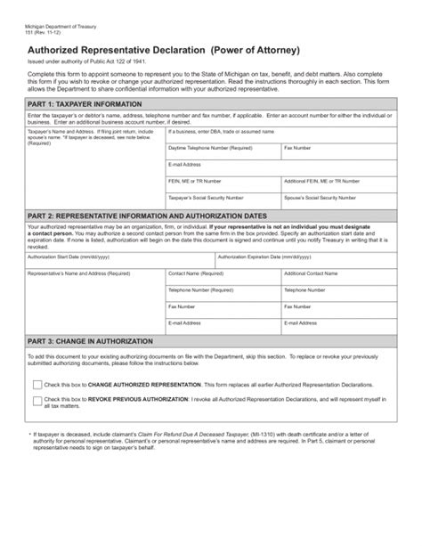 Free Michigan Tax Power Of Attorney Form Pdf