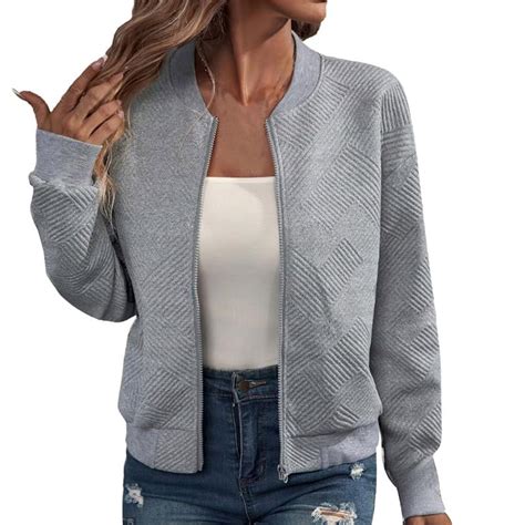 Gakvbuo Coarse Knitted Baseball Jacket For Women Loose Long Sleeve