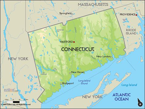 Geographical Map Of Connecticut And Connecticut Geographical Maps Geographical Map Of Connecticut And Connecticut Geographical Maps