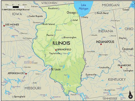 Geographical Map Of Illinois And Illinois Geographical Maps