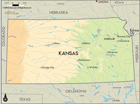 Geographical Map Of Kansas And Kansas Geographical Maps Geographical Map Of Kansas And Kansas Geographical Maps