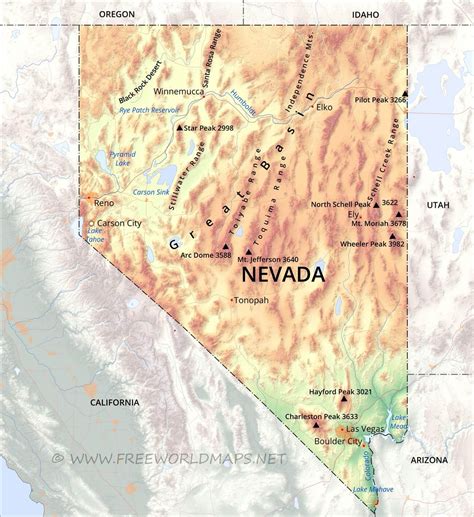 Geographical Map Of Nevada And Nevada Geographical Maps
