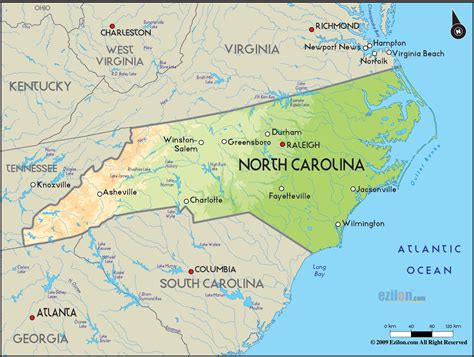 Geographical Map Of North Carolina And North Carolina Geographical Maps Geographical Map Of North Carolina And North Carolina Geographical Maps