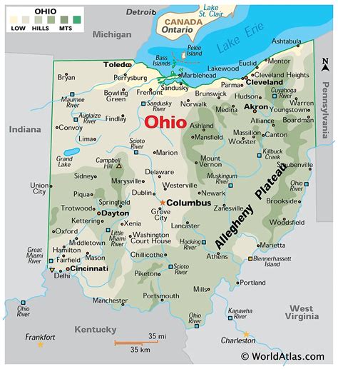 Geographical Map Of Ohio And Ohio Geographical Maps Geographical Map Of Ohio And Ohio Geographical Maps