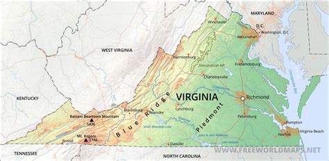 Geographical Map Of Virginia And Virginia Geographical Maps