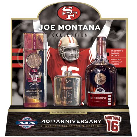 Gold Bar Whiskey Joe Montana 40Th Anniversary Flask Limited Edition