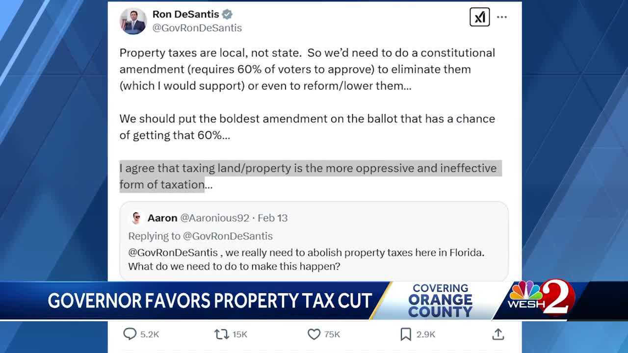 Gov Desantis Supports Property Tax Cut Proposal