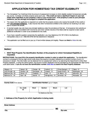 Homestead Tax Credit Maryland