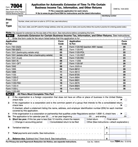 How To Fill Out Irs Form 7004 For A Business Tax Filing Extension