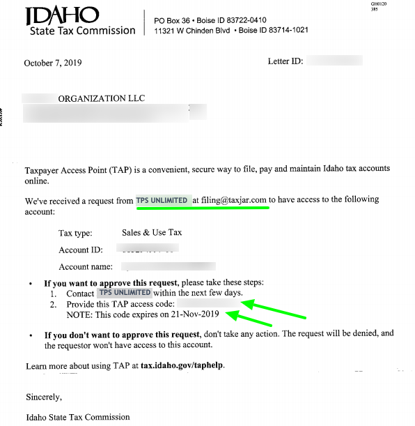 Idaho Third Party Access Security Code Taxjar Support Idaho Third Party Access Security Code Taxjar Support