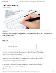 Indigenous People Pay Taxes Demythologizing The Indian Act Tax Exemption