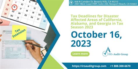 Irs Extends Tax Deadlines To Oct 16 For Taxpayers In California Alabama And Georgia Disaster Areas
