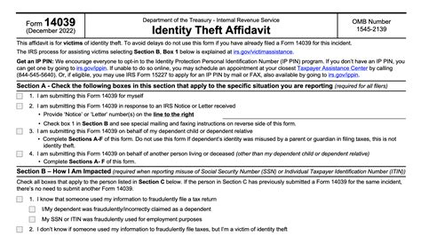 Irs Form 14039 Instructions Your Identity Theft Affidavit