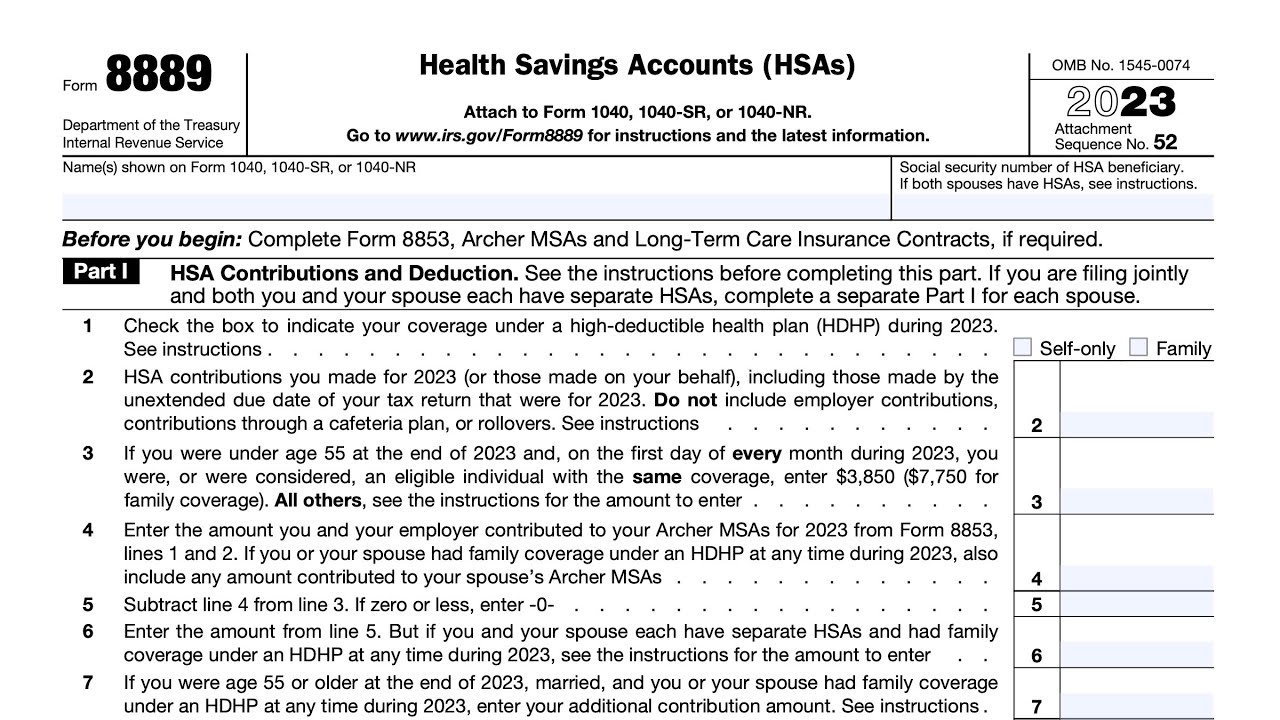 Irs Form 8889 Walkthrough Health Savings Accounts Youtube Irs Form 8889 Walkthrough Health Savings Accounts Youtube