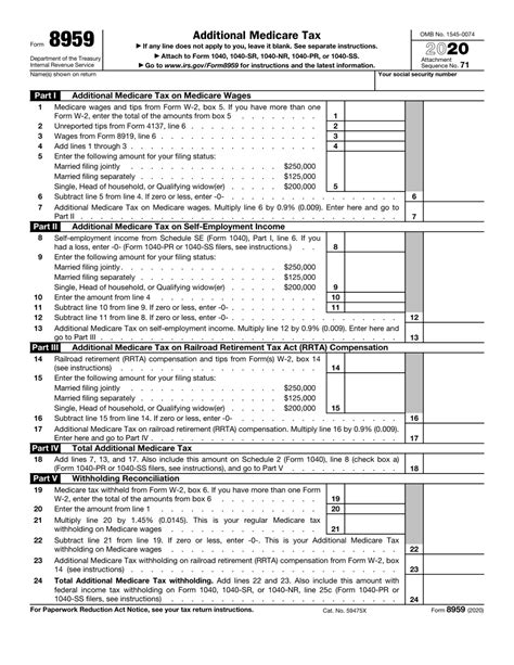 Irs Form 8959 Instructions Guide To Additional Medicare Tax Irs Form 8959 Instructions Guide To Additional Medicare Tax