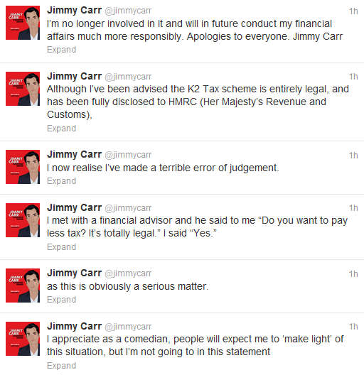 Jimmy Carr Apologises For Terrible Error Of Judgement Over Tax Avoidance Scheme Jimmy Carr Apologises For Terrible Error Of Judgement Over Tax Avoidance Scheme