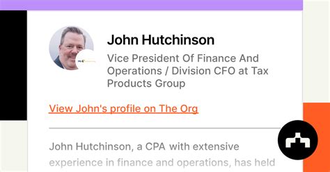 John Hutchinson Vice President Of Finance And Operations Division Cfo At Tax Products Group The Org