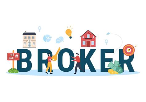 Land Broker Template Hand Drawn Cartoon Flat Illustration With Bridging Land Broker Template Hand Drawn Cartoon Flat Illustration With Bridging