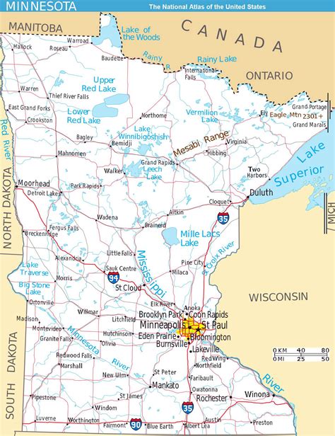 Large Detailed Map Of Minnesota State With Roads And Major Cities Large Detailed Map Of Minnesota State With Roads And Major Cities