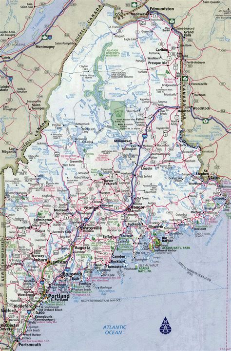 Large Detailed Roads And Highways Map Of Maine With All Cities