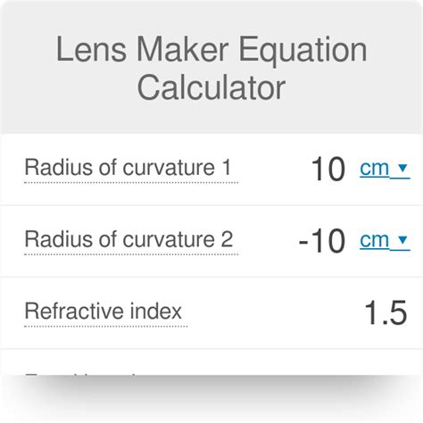 Lensmaker S Equation Calculator Photometry Light Online Unit Converters