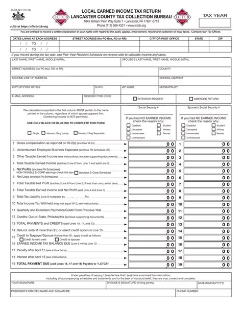 Local Tax Form Lancaster Fill Out Printable Pdf Forms Online