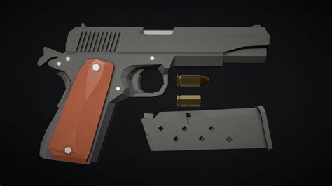 M1911 Piostal Ww1 Low Poly Colt 1911 Pistol 3D Model By Blackraven37