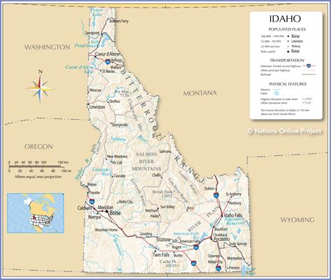Map Of Idaho State Usa Nations Online Project