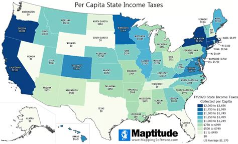 Maptitude Map Per Capita State Income Taxes Fy2020