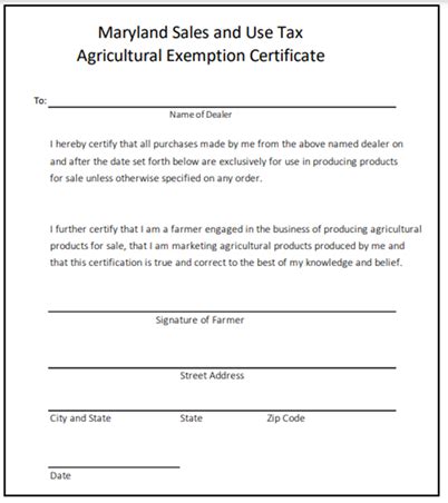 Maryland Sales And Use Tax Exemption Certificates