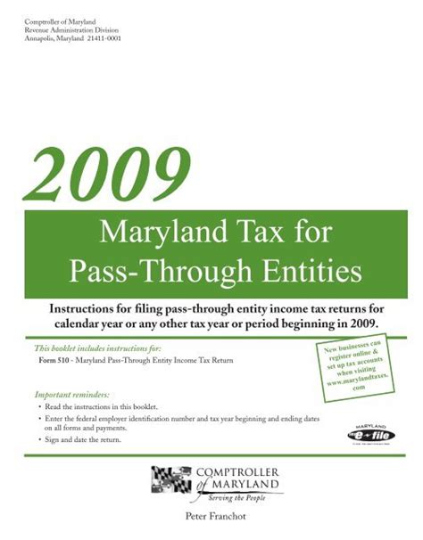 Maryland Tax For Pass Through Entities The Comptroller Of Maryland