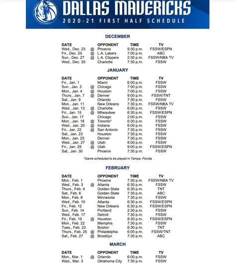 Mavs 2019 2020 Schedule R Mavericks Mavs 2019 2020 Schedule R Mavericks