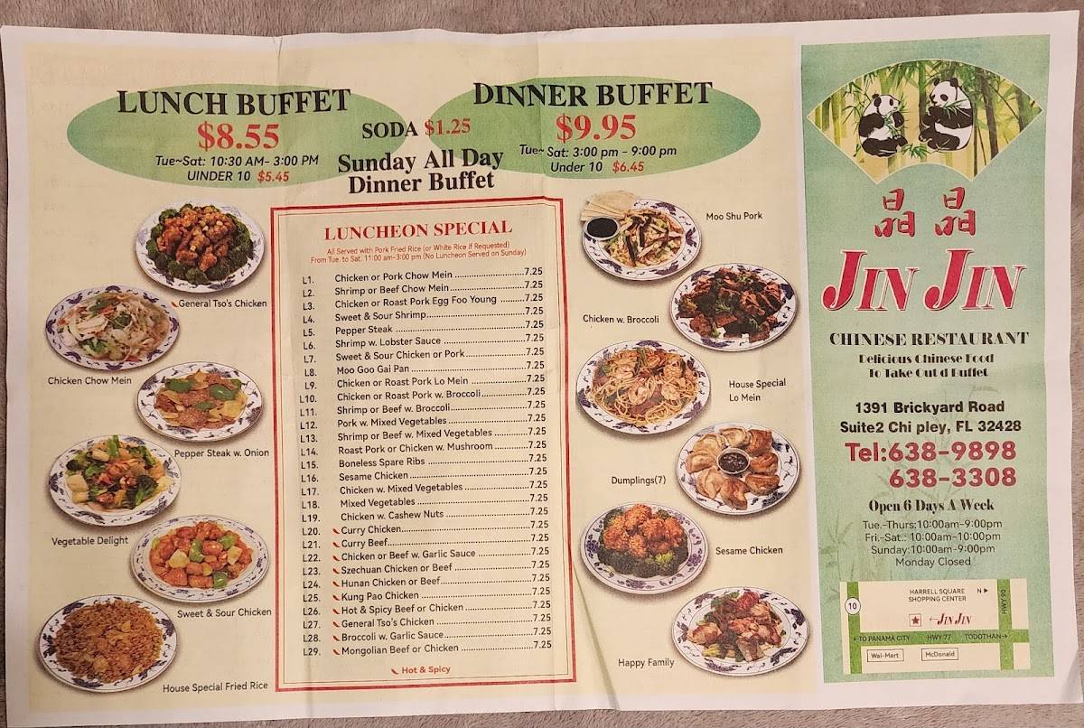 Menu At Jin Jin Restaurant Chipley