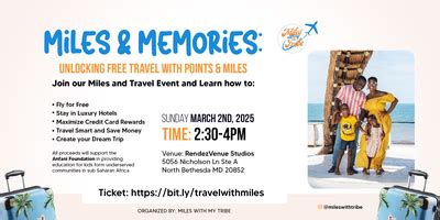 Miles Amp Memories Unlocking Free Travel With Points Amp Miles Tickets Sun Mar 2 2025 At 2 30 Miles Amp Memories Unlocking Free Travel With Points Amp Miles Tickets Sun Mar 2 2025 At 2 30