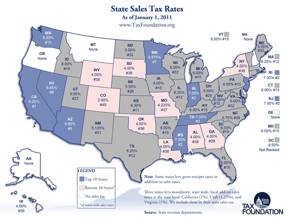 Monday Map State Sales Tax Rates