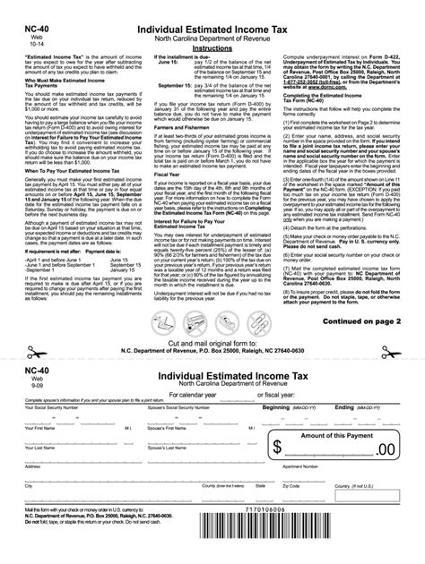 Nc Estimated Tax Form Form Nc Estimated Tax Form Form