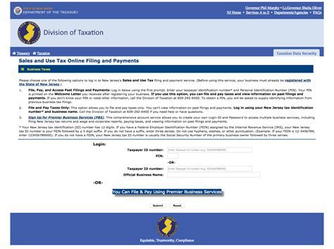 New Jersey Sales Tax Login