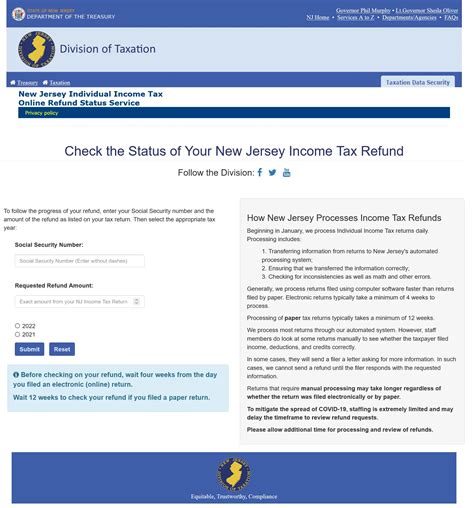 New Jersey State Tax Refund Status