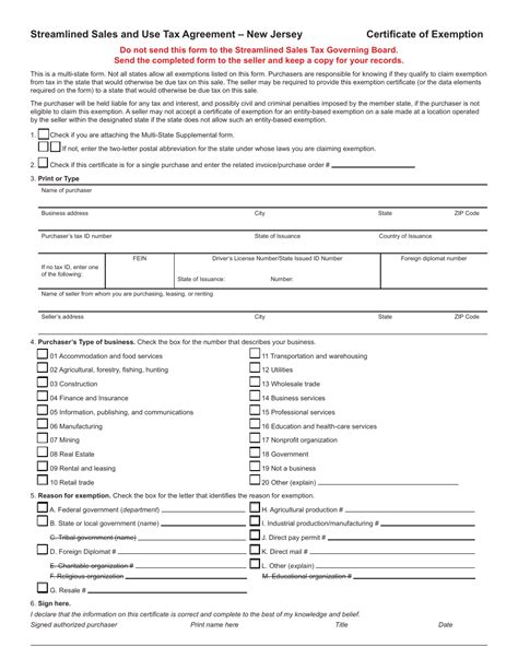 New Jersey Streamline Sales Use Tax Agreement Certificate Of Exemption Fill Out Sign Online And Download Pdf Templateroller New Jersey Streamline Sales Use Tax Agreement Certificate Of Exemption Fill Out Sign Online And Download Pdf Templateroller