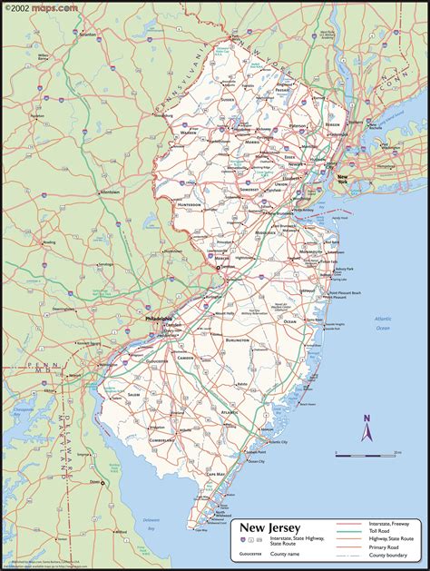 New Jersey Wall Map With Counties By Maps Com Mapsales