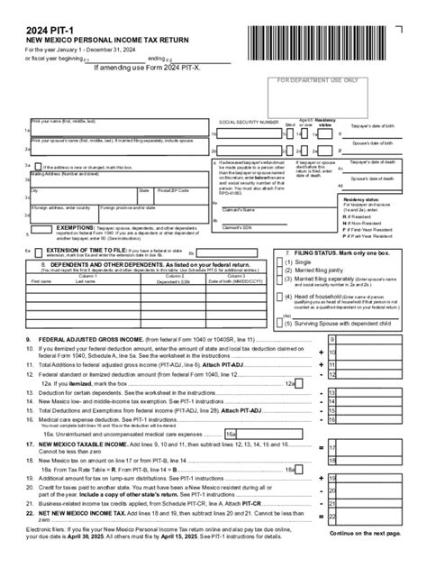 New Mexico Form Pit 1 And Instructions For 2024