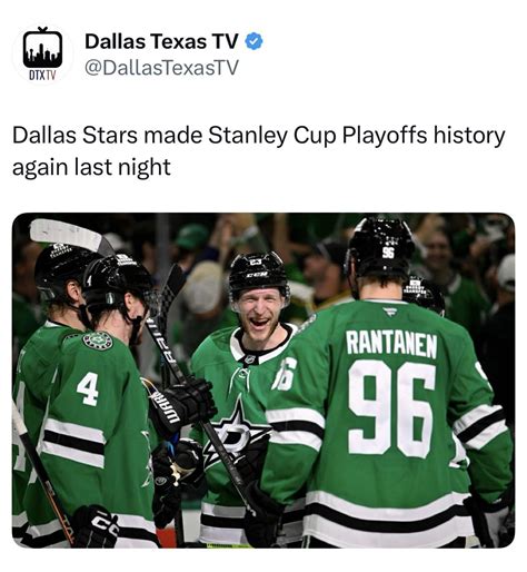 Nhlpr The Dallas Stars Became The First Team In Stanley Cup Playoffs History To Earn Multiple Wins In Regulation After Being Down By Two Plus Goals In Third Period During A Postseason