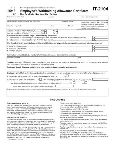 Nys Tax Withholding Form