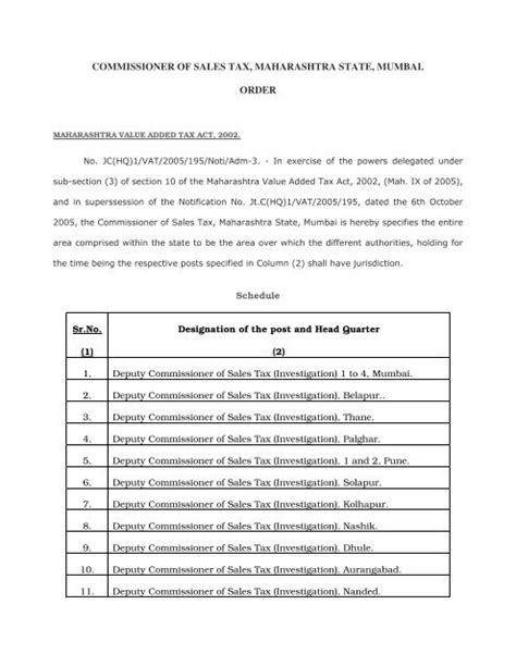 Office Of The Commissioner Of Sales Tax Maharashtra State Mumbai Office Of The Commissioner Of Sales Tax Maharashtra State Mumbai
