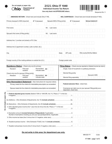 Ohio Form It 1040 Fill Out Printable Pdf Forms Online Ohio Form It 1040 Fill Out Printable Pdf Forms Online