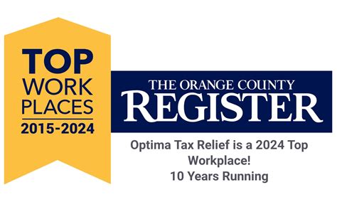 Optima Tax Relief Named A Top Workplace In Orange County