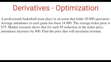 Optimization Basketball Game Ticket Price That Will Maximize Revenue Youtube Optimization Basketball Game Ticket Price That Will Maximize Revenue Youtube