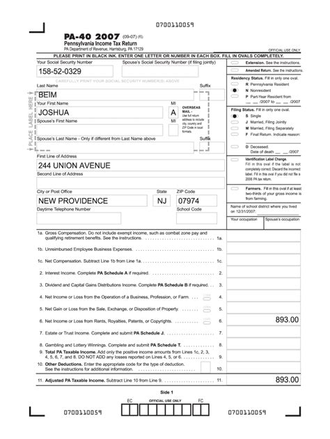 Pa 40 Tax Form Fill Out Printable Pdf Forms Online Pa 40 Tax Form Fill Out Printable Pdf Forms Online