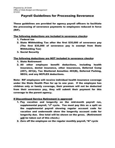 Payroll Guidelines For Processing Severance Payroll Guidelines For Processing Severance